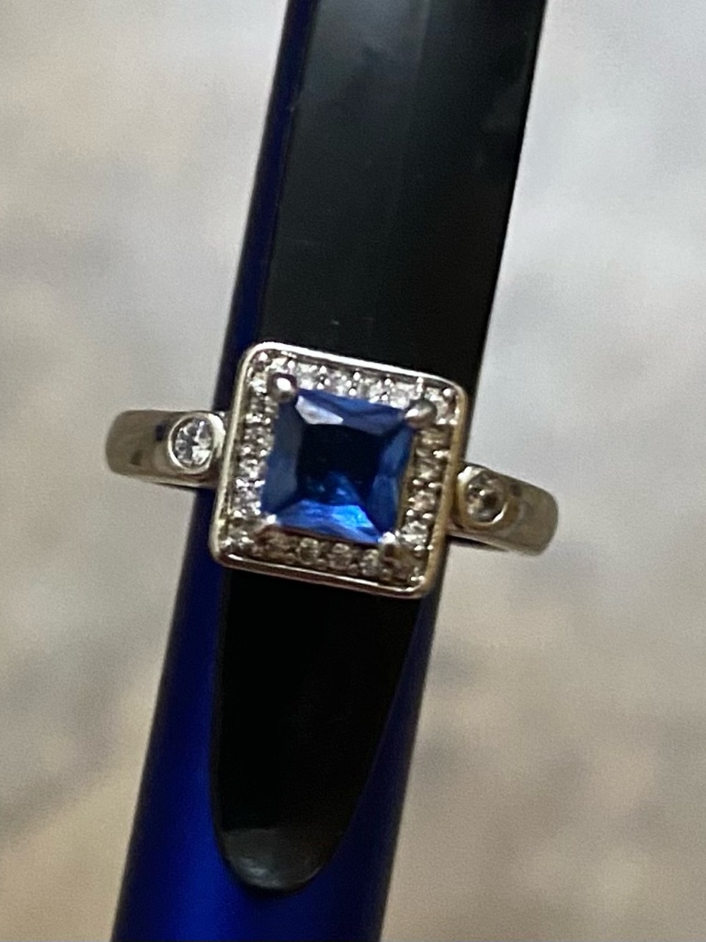 Adjustable Silver Ring with Blue Quartz